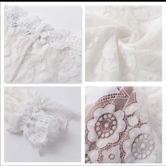 White Lace See through Bohemian Long Sleeve Shirt - Picture 13 of 16